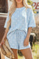 White Exposed Seam Detail Polka Dot Loose Tee Drawstring Shorts Set