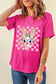 Rose Red Plaid Bubble Gum Rabbit Graphic Easter T Shirt