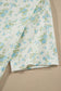 Sky Blue Floral Print Short Sleeve Elastic Waist Pocket Casual Two Piece Short Sets