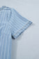 Sky Blue Stripe Buttoned Back T-Shirt Denim Mini Dress