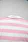 Pink Stripe Color Block Patchwork Zip Long Sleeve Top Elastic Waist Pants Set