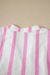 Pink Stripe Ricrac Trim Notched Neck Half Sleeve Vacation Dress