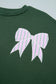 Blackish Green Striped Bow Graphic Oversized Sweatshirt