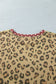 Brown Plus Size Leopard Print Contrast Polka Dot Trim Long Sleeve Top
