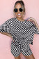 Brown Checkered Top and Short Casual 2pcs Set