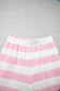 Pink Stripe Color Block Patchwork Zip Long Sleeve Top Elastic Waist Pants Set