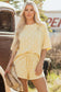 White Exposed Seam Detail Polka Dot Loose Tee Drawstring Shorts Set