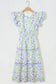 Purple Tulip Floral Print Contrast Trim Midi Dress