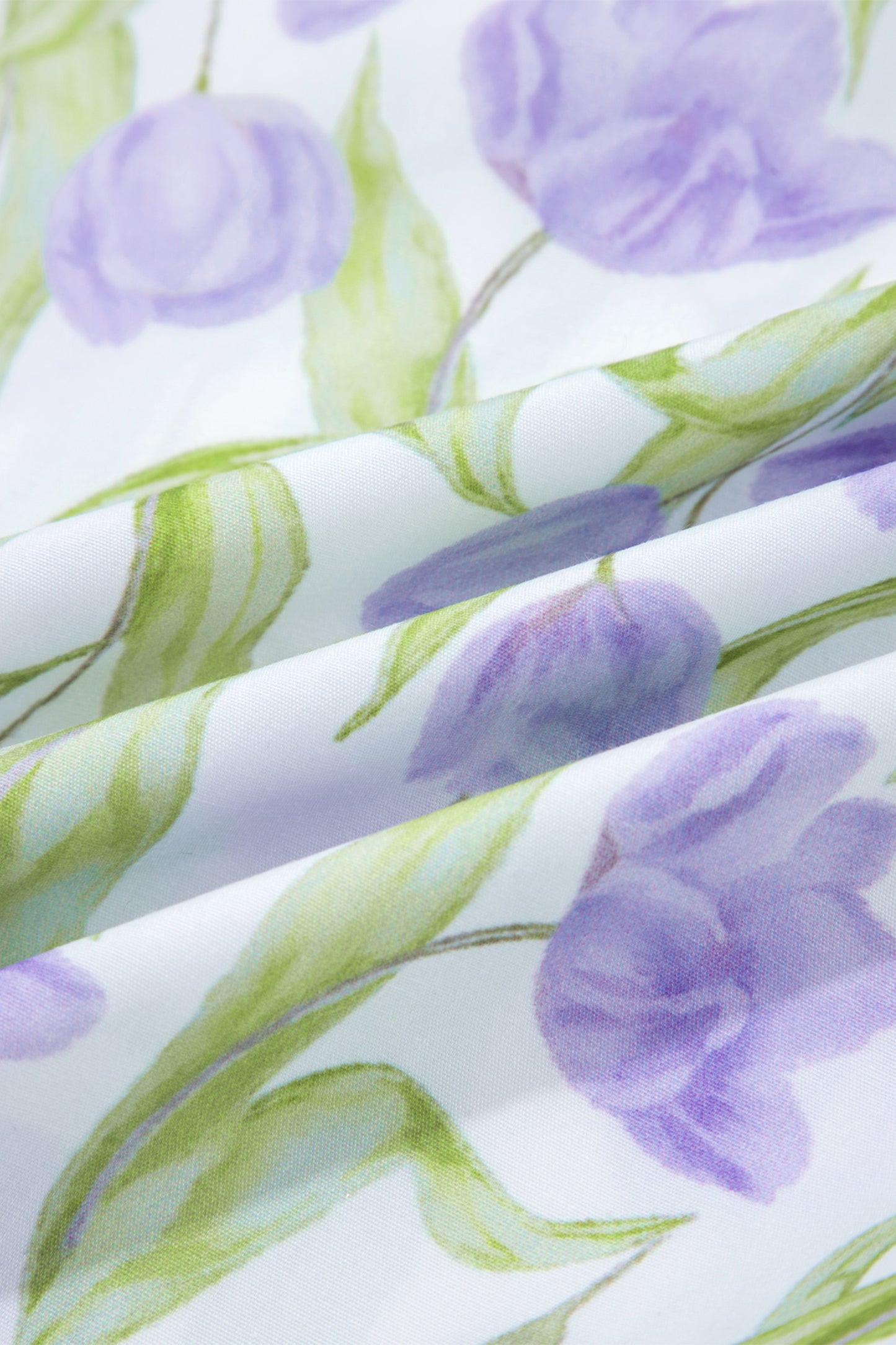 Purple Tulip Floral Print Contrast Trim Midi Dress