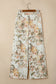 Beige Vintage Style Floral Print High Waist Wide Leg Jeans
