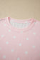 White Exposed Seam Detail Polka Dot Loose Tee Drawstring Shorts Set