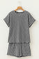 Brown Stripe Breathable Textured Knit Short 2pcs Set