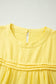 Yellow Cream Tie Half Sleeve Pleated Detail Babydoll Blouse