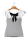 White Stripe Contrast Knot Back Ruffle Trim Tank Top