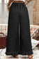 Dirty blue Plus Size Elastic Waist Ruffled Wide Leg Denim Pants