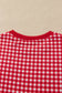 Red Color Block Plaid Patchwork Long Sleeve Pullover Wide Leg Pant Set