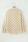Khaki Plush Checkered Corduroy Trim Metal Button Long Sleeve Shift Silhouette Shacket