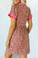 Khaki Leopard High Waist Ruffled Colorblock Trim Short Dress