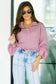 Casual Solid Color Textured Snap Button Collared Baggy Top