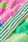 Pink Floral Print Striped Trim Button Down Short Sleeve Vacation Dress