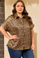 Gold Plus Size Leopard Print Short Sleeve Dolman Shirt