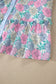White Floral Print Striped Contrast Trim Belted Short Dress
