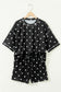 White Exposed Seam Detail Polka Dot Loose Tee Drawstring Shorts Set