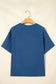 Sail Blue Color Block Chest Pocket Patched Casual Short Sleeve Top