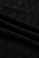 Black Solid Color Textured Notched Neck Puff Sleeve Blouse