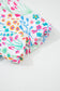 Light Blue Round Neck Textured Contrast Floral Bubble Sleeve Blouse