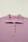 Casual Solid Color Textured Snap Button Collared Baggy Top