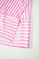 Pink Stripe V Neck Short Sleeve Shift Long Dress