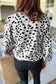 White Leopard Print Colorblock Round Neck Long Sleeve Tunic Plus Size Sweater