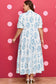 Sky Blue Plus Size Geometric Floral Print Button Split Neck Short Sleeve Maxi Dress