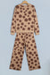 Khaki Polka Dot Long Sleeve Top Drawstring Relaxed Pants Set