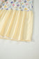 Multicolour Floral Print Striped Color Block Patchwork Square Neck Shirred Long Dress