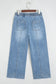 Beau Blue Drawstring Waist Wide Leg Ankle Length Jeans