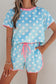 Pink Polka Dot Contrast Edge Casual Short Set