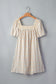 Multicolour Floral Print Contrast Ribbon Bow Lace Trim Square Neck Mini Dress