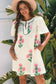 Rose Floral Short Sleeve Split Neck Loose Mini Dress