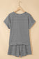 Brown Stripe Breathable Textured Knit Short 2pcs Set