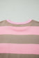 Pink Stripe Striped Colorblock Patch Pocket Split Hem Oversized Long Sleeve Sweatshirt