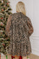Brown Leopard Print Long Sleeve Short Shift Dress