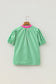 Green Gingham Plaid Bubble Sleeve Colorblock Trim V Neck Blouse