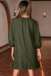 Moss Green Bracelet Sleeve Split Neck Scallop Detail Pleated Corduroy Mini Dress