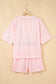 White Exposed Seam Detail Polka Dot Loose Tee Drawstring Shorts Set