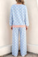 Khaki Polka Dot Contrast Trim Long Sleeve Top Drawstring Shift Pants Set
