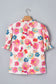Beige Vibrant Summer Floral Tie V Neck Short Puff Sleeve Blouse