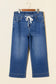 Blue Acid Wash Contrast Lace-up Plus Size Jeans