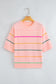 Beau Blue Colorblock Striped Half Sleeve Drop Shoulder Sweater